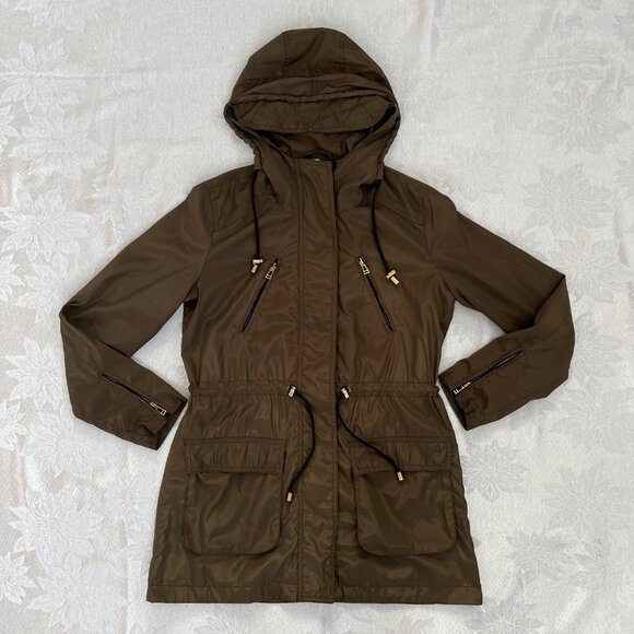 Zara Basic Lightweight Utility Hooded Full Zip Drawstring Waist Jacket Medium - Picture 1 of 16